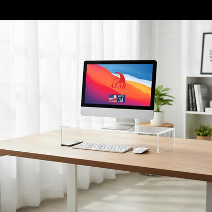 Azar 515360 Acrylic Monitor Stand Riser – Made in USA Laptop stand and Monitor Riser Acrylic Monitor Stand Riser Clear Laptop Stand for Desk Ergonomic Display Riser, Clear (21-Inch-Luxury Handcrafted)
