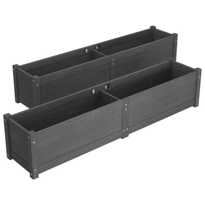 Todiikf Raised Garden Bed Set of 2 Large Gray Solid Pine Wood Planter Boxes 59" Outdoor Patio Backyard Flower Herb Vegetables