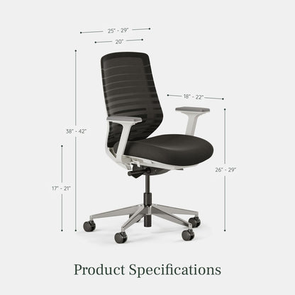 Branch Ergonomic Chair - A Versatile Desk Chair with Adjustable Lumbar Support, Breathable Mesh Backrest, and Smooth Wheels - Experience Optimal Comfort and Support - Black