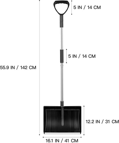 Yardwe Portable Snow Shovel 55.9 Inch Detachable Antislip Tool for Car Trunk Garden Camping Ice Removal