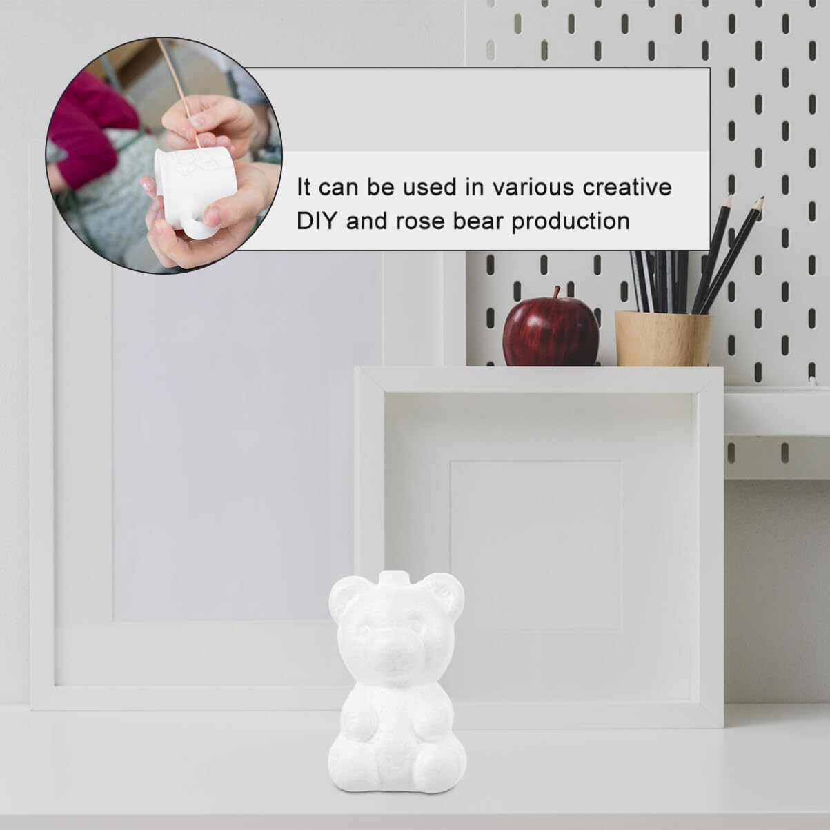 SEWACC 20pcs Foam Bear Blank White DIY Foam Bear Mould Scultpture Modelling Polystyrene Shape Mould Craft for Party Decorations Floral Arrangement 7.5cm