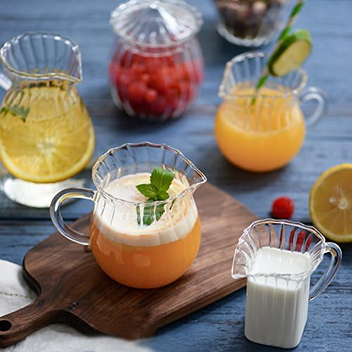 CHOOLD Creative Clear Crystal Glass Creamer Jug for Kitchen, Embossed Stripe (4/5.5/9/12oz)