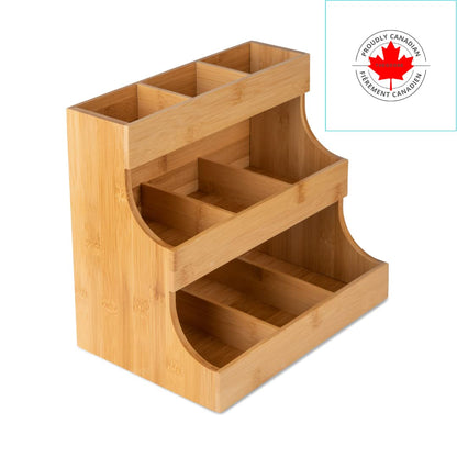 Theodore Tea Bag Organizer – Wooden Tea Organizer and Storage for Home, Kitchen, Office – 180 Tea Bag Holder - Vertical Display Tea Box. Also for Coffee Pods, Sugar, Sweeteners and Creamers.