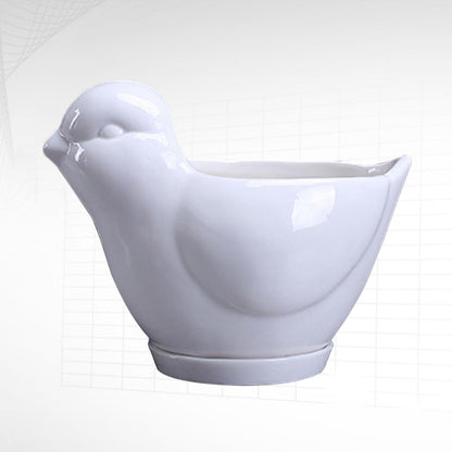 Parliky Ceramic Bird Shape Flower Pot Saucer Small White Succulent Plant Container Indoor Desktop Decor for Home Office Gardening