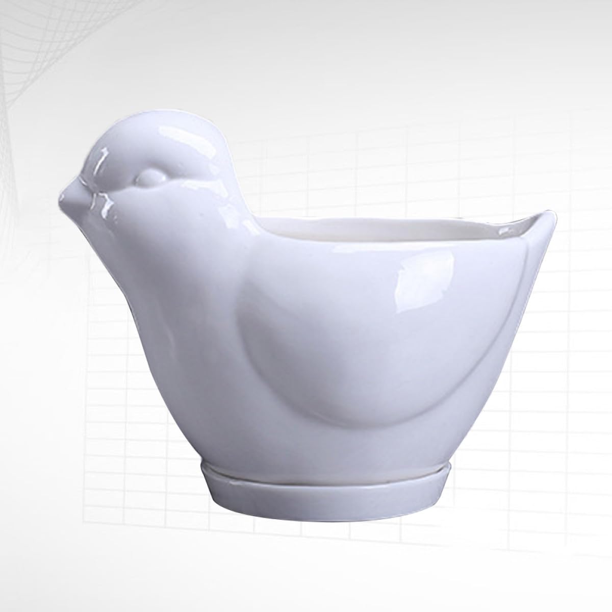 Yardenfun Ceramic Bird Shape Succulent Plant Pot Saucer Small White Flower Planter for Indoor Desktop Decor Home Gardening