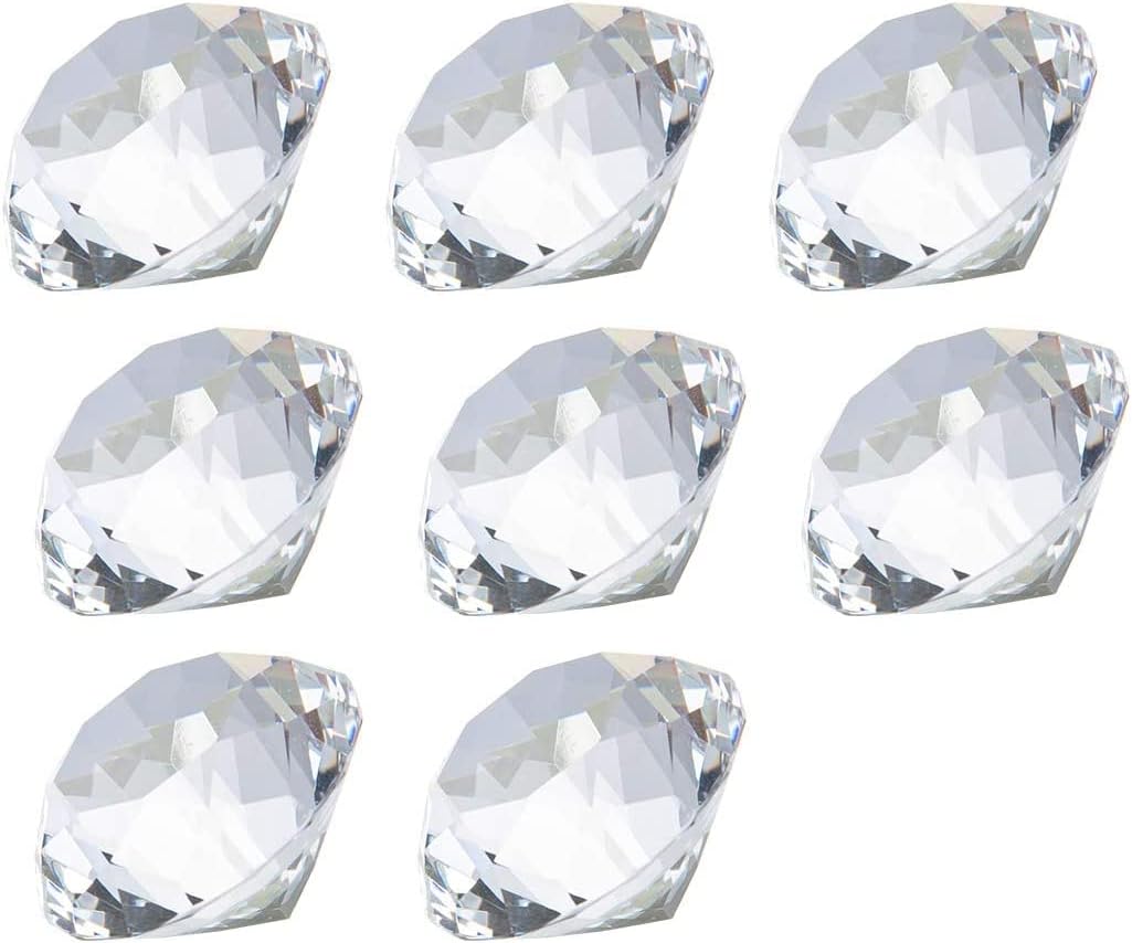 LONGWIN 30mm Crystal Diamond Themed Dinner Party Table Decoration, Pack of 8, Clear