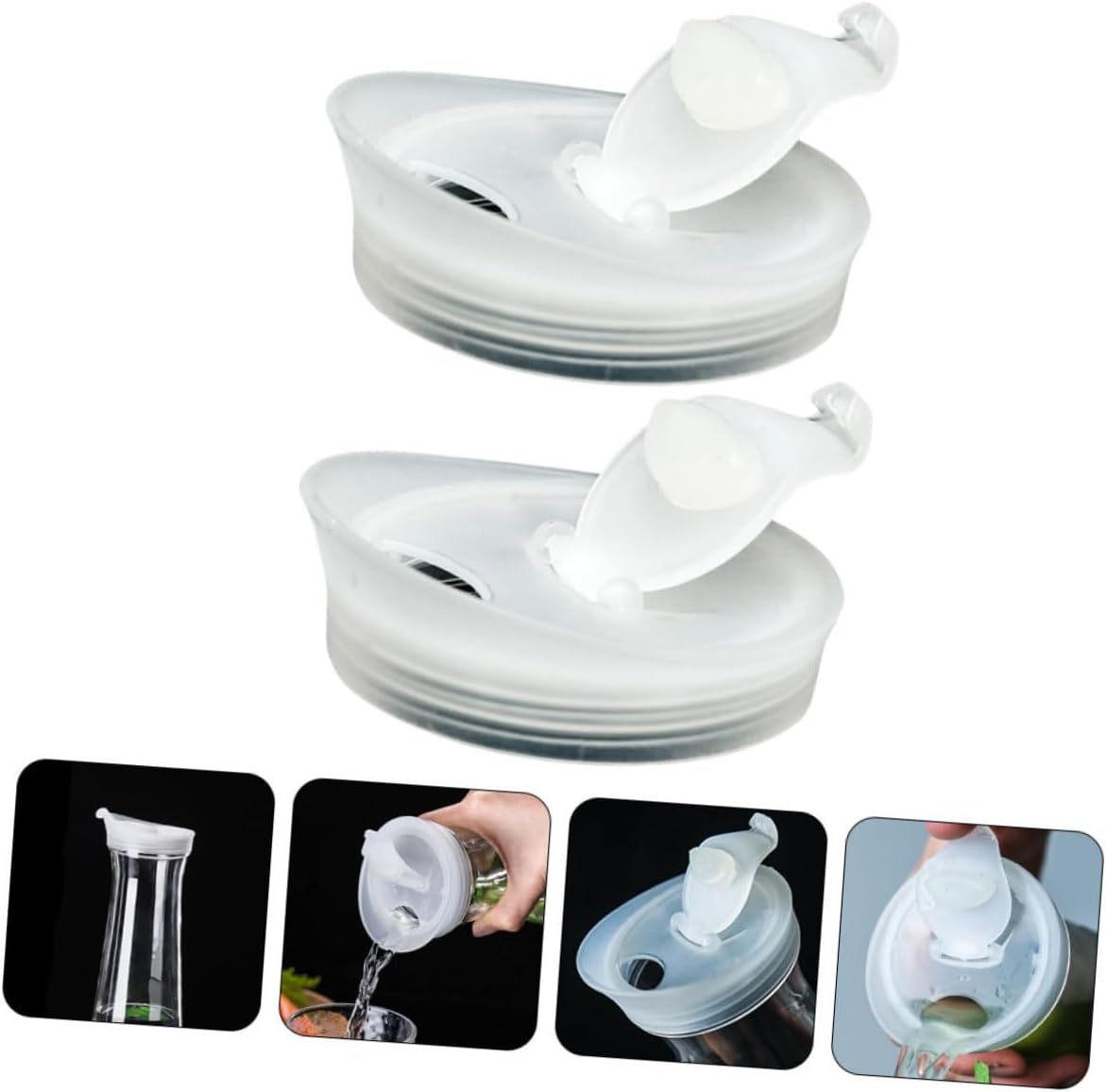 HOMSFOU 2pcs Glass Water Pitcher Lids, Replaceable Plastic Lids for Tea, Juice, and Water Carafes