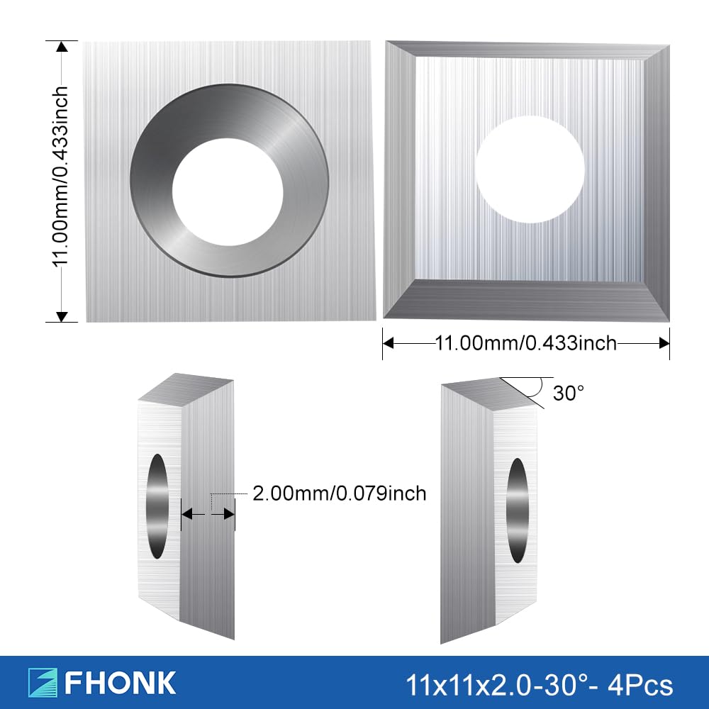 FHONK 34Pcs Tungsten Carbide Cutters Inserts Set, Lathe Tools for Wood Lathe Turning Tools, Supplied with Screws and Screwdriver (Silver-34Pcs)