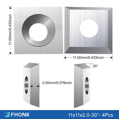 FHONK 34Pcs Tungsten Carbide Cutters Inserts Set, Lathe Tools for Wood Lathe Turning Tools, Supplied with Screws and Screwdriver (Silver-34Pcs)