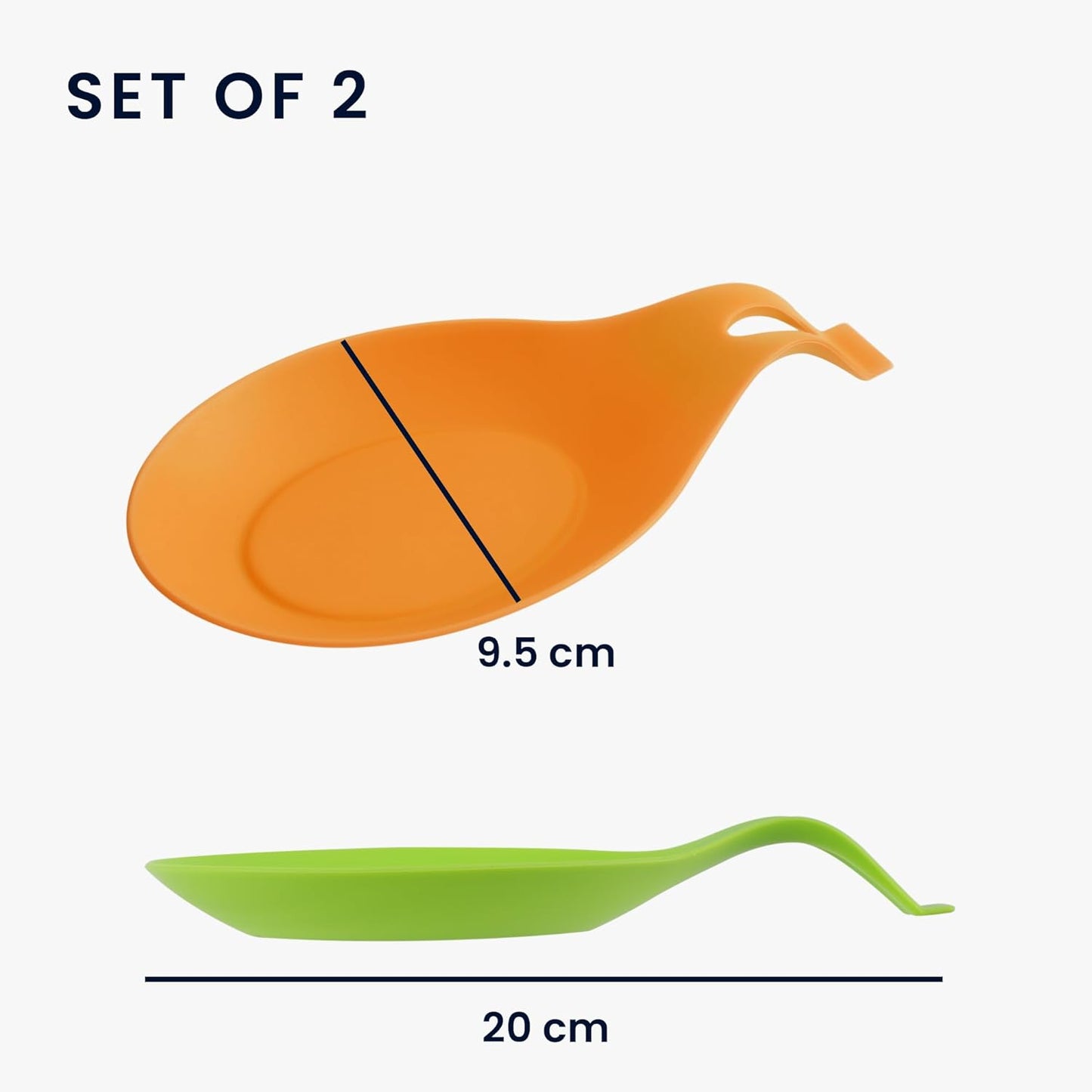 kwmobile Silicone Spoon Rest Set - 2 Pieces Holders for Stove Top Kitchen Counter, Rests for Spoons and Utensils
