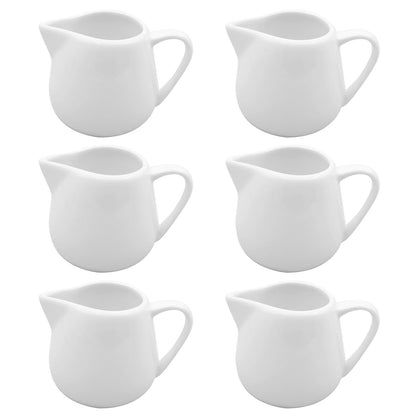 Set of 6 Ceramic Milk Frothing Pitchers 130ml/4.4oz Elegant Porcelain Creamer Drip-Free Spout, Perfect for Coffee Creations with Handle