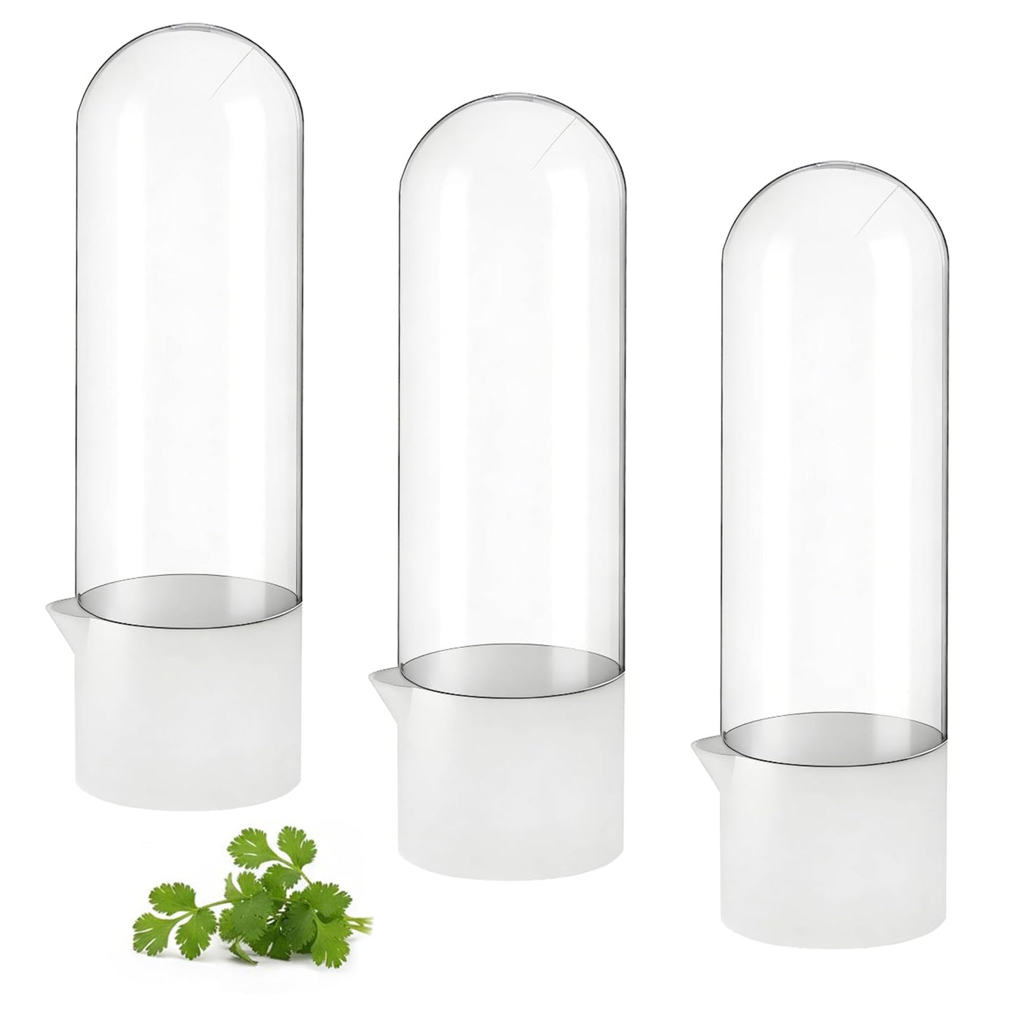 NIMBLOOM 3 Pcs Herb Keeper for Refrigerator, Large Fresh Herb Keeper with Independent Water Refill Port, 10.2 in Tall Herb Saver Container