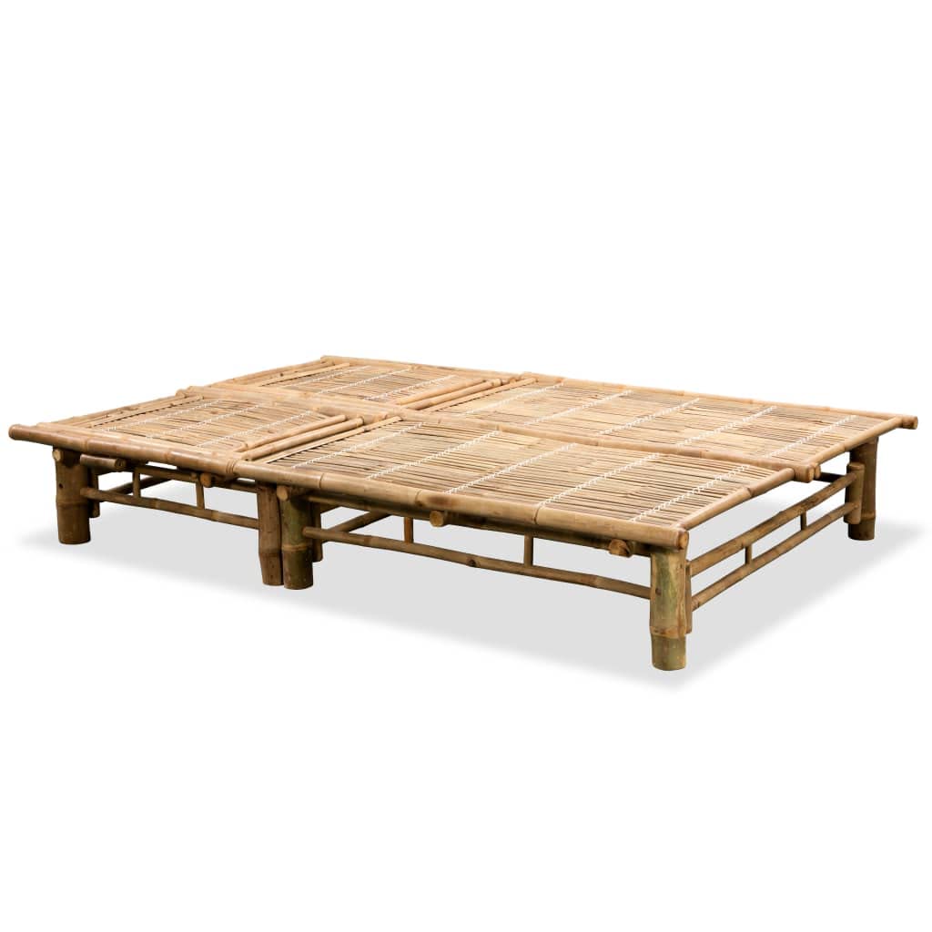 KTHLBRH Outdoor Bamboo Sunlounger for Two with Adjustable Backrest, Natural Bamboo Finish, Extra Large Solid Sun Lounger for Patio or Pool Area