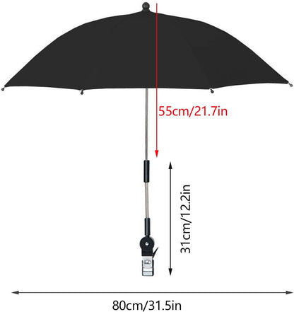 Versatile Beach Umbrella with Clamp for Strollers, Chairs & Golf Carts
