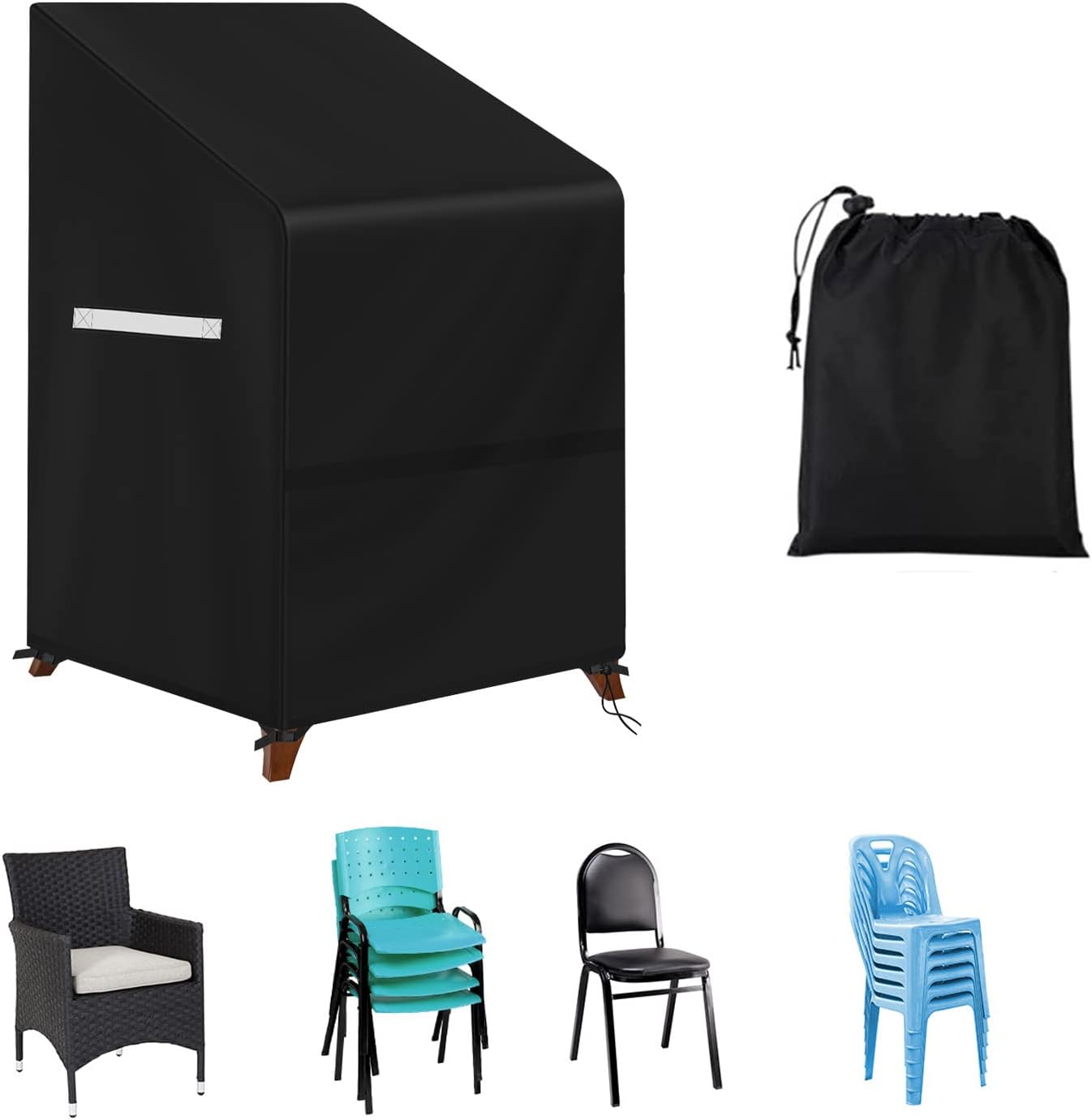 4-6 33"Lx27"Dx48"H Stacking Outdoor Chair Cover Waterproof, Patio Chair Cover Lawn Outside Patio Furniture Covers
