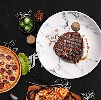 Marble Design Porcelain Dinner Accent Plates, Set of 4, 8 Inches