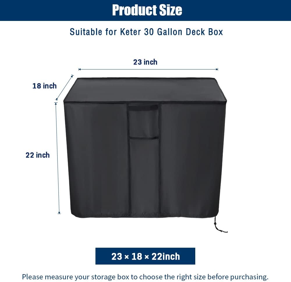 30 (23" 18" 22" inch) Kingling Deck Box Cover, Outdoor Storage Box Cover for Keter Gallon Deck Box Waterproof Outside