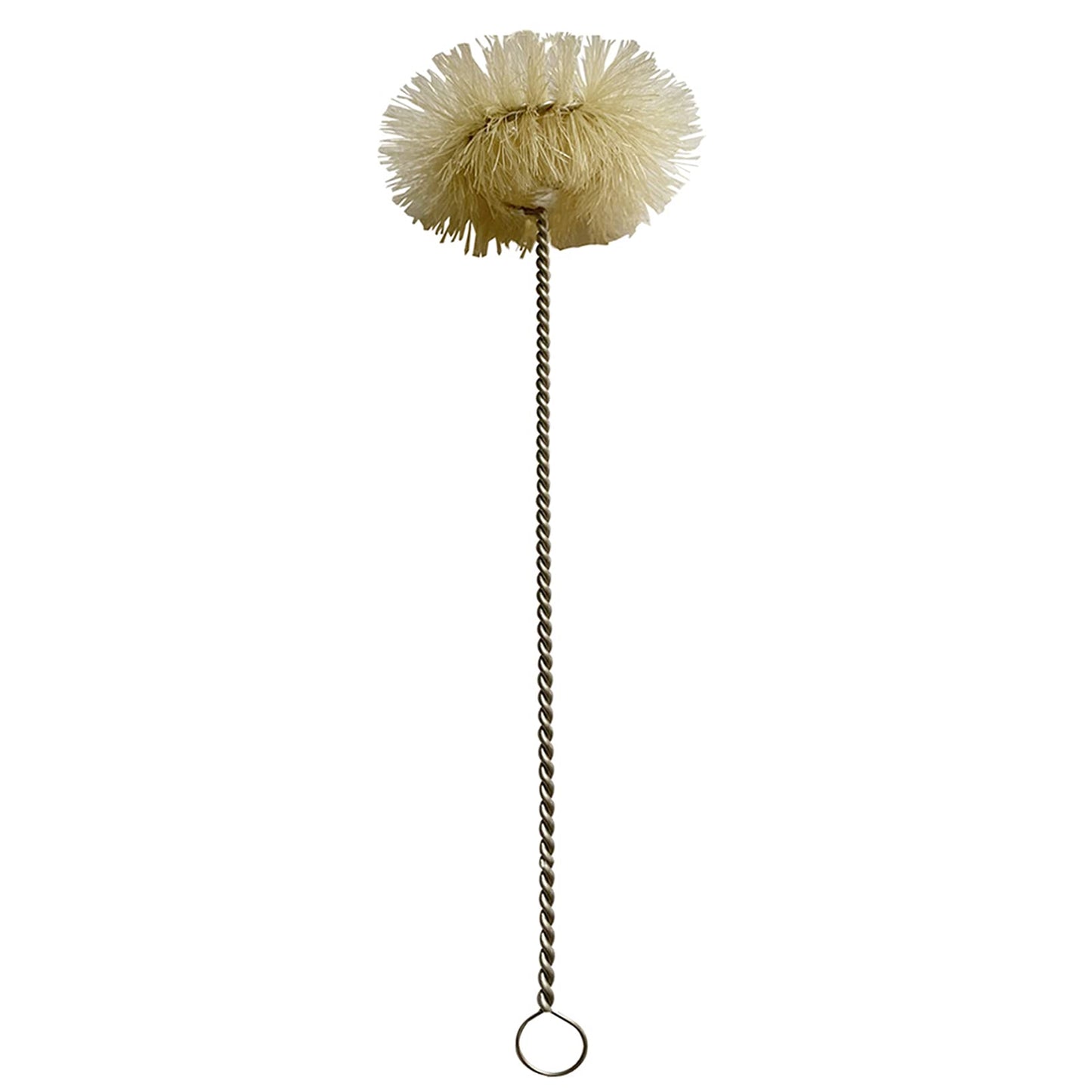 NewFerU Stainless Steel Soda Bottle Cleaning Brush in Natural Boar Bristle Wool Tip, Long Handle, Flexible Bendable Thick Wire Cleaner for Narrow Neck Water Baby Bottles Straw Pipe Tube Flask (Round)