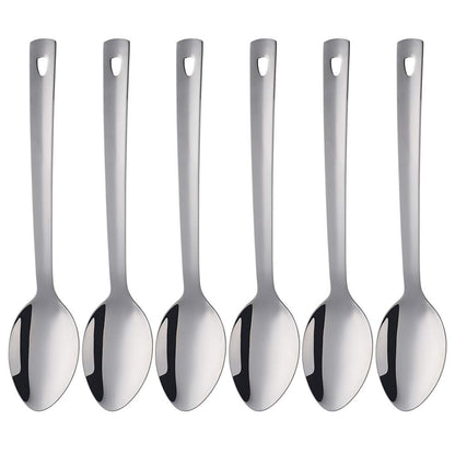 13-Inch Serving Spoons Set of 6, dongbo Stainless Steel Long Handle Buffet Serving Spoons for Catering, Silver