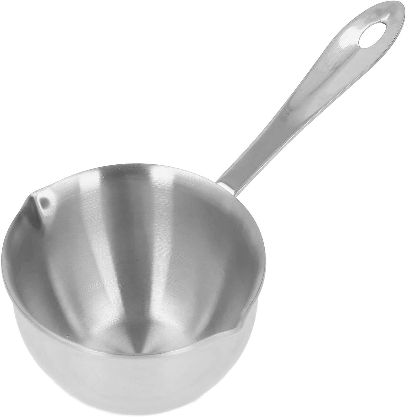 Stainless Steel Saucepan, Half Quart Heavy Bottom Cooking Pot with Pour Spout for Home Kitchen