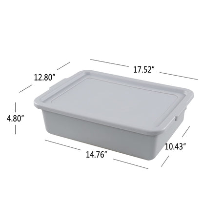 Wekioger 3 Pack Bus Tubs Commercial, 13 L Meat Tubs with Lids, Silver Grey