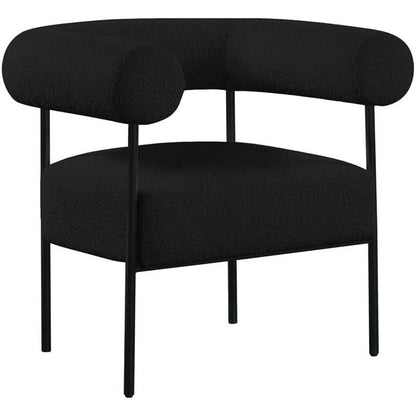 Meridian Furniture 527Black Blake Collection Modern | Contemporary Boucle Fabric Upholstered Accent Chair with Matte Black Frame, Black, 32" W x 28" D x 30.5" H