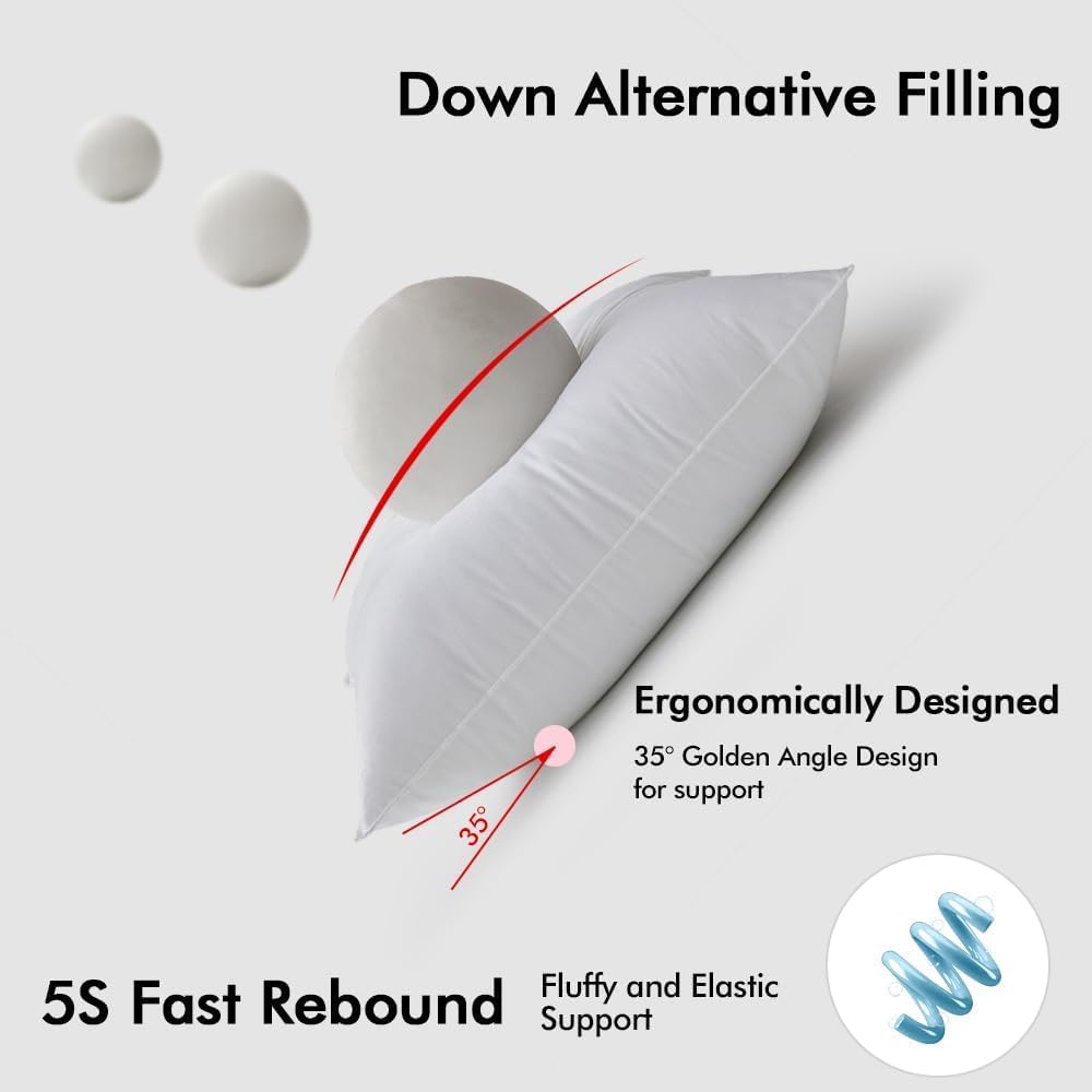MIULEE Down Alternative Pillow Insert - Ultra Soft Fluffy Decorative Throw Pillow | 12x20 Inch for Sofa & Bed