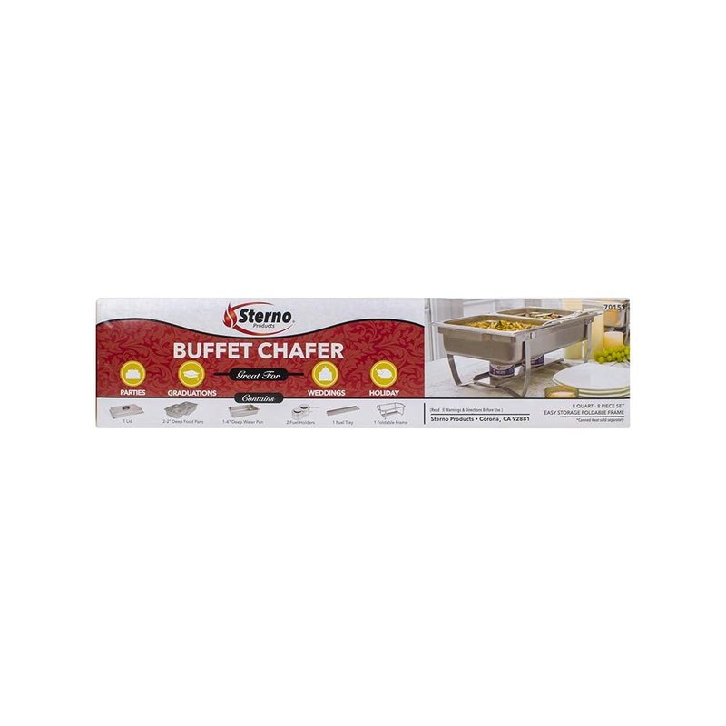 Sterno Buffet Kit Foldable Chafing Dish Buffet Set - Chafing Dishes for Buffet & Catering Food Warmers - Catering Supplies & Food Warming Trays for Buffet Party - 8-Piece Chafing Dish Set