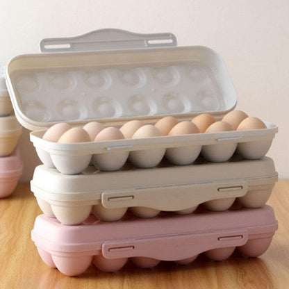 Egg Holder Container, 12 Grids Plastic Egg Storage Box, Shockproof Refrigerator Egg Carrier for Home, Kitchen