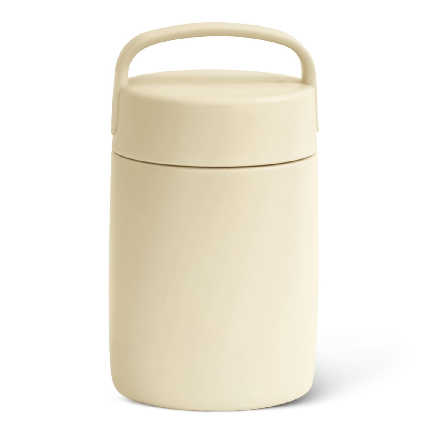 Amazon Basics Thermos for Hot Food, Insulated Food Jar with Carry Handle, Stainless Steel, Leakproof, 16 Ounces, Ivory