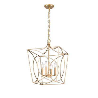 ML Lighting Tracy - 4 Light Pendant-21.9 Inches Tall and 15.87 Inches Wide-Painted Modern Gold Finish -Traditional Installation
