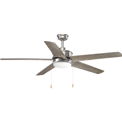 Progress Lighting P2574-8130K Protruding Mount, 5 Driftwood Blades Ceiling fan with 18 watts light, Antique Nickel