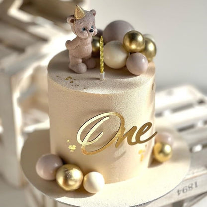 Skiennix Acrylic Mirror Cake Topper - Elegant Gold Baptism Decoration for 1st Birthday & Wedding