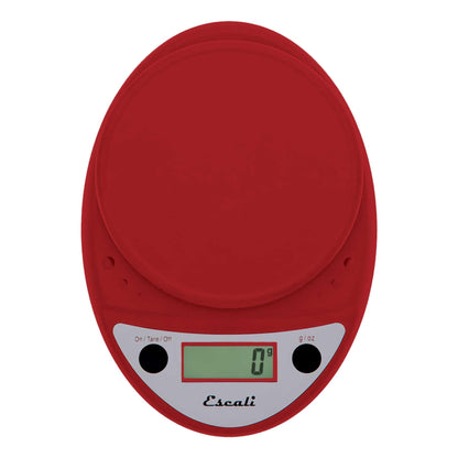 Escali Primo Digital Food Scale Multi-Functional Kitchen Scale and Baking Scale for Precise Weight Measuring and Portion Control, 8.5 x 6 x 1.5 inches, Warm Red