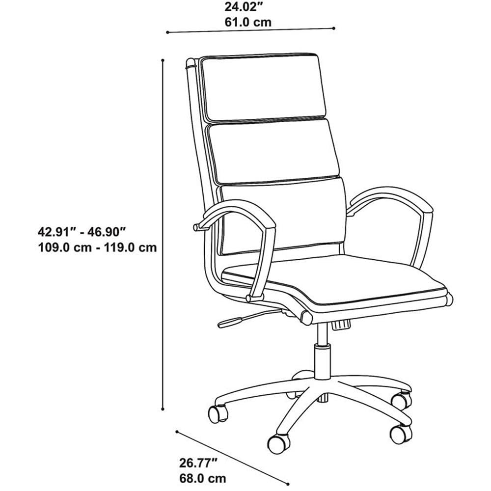Bush Business Furniture STC043LG Studio C High Back Leather Executive Office Chair, Light Gray