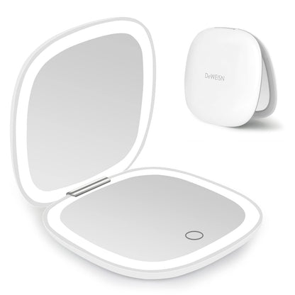 deweisn Compact Mirror, Lighted Travel Makeup Mirror with 1X/10X Magnifying Double Sided Dimmable Portable Pocket Mirror for Handbag, USB Charging(Black)
