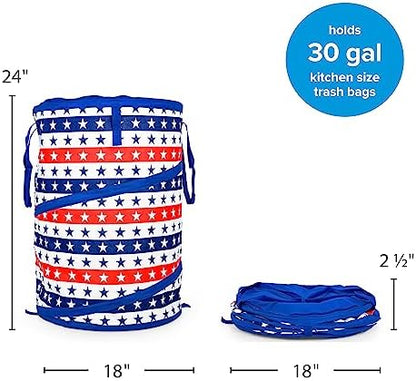 30-Gal. (51993) Camco Life is Better at The Campsite RV Pop-Up Utility Container - Features Red, White, and Blue