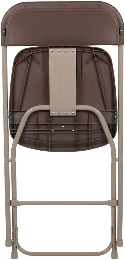 2 Pack 650LB Flash Furniture Hercules Series Plastic Folding Chair - Brown - Weight Capacity Comfortable Event