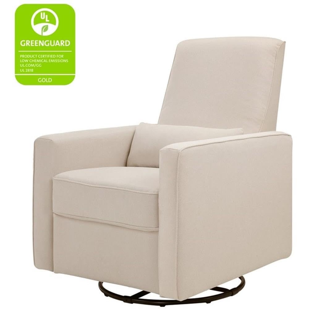 Davinci Piper 360° Swivel Rocker Recliner Chair - Glider Rocking Chair for Nursery and Living Room- GREENGUARD Gold, FSC & Certi-PUR US Certified - Ultra Comfy Glider Recliner Nursery Chair - Cream