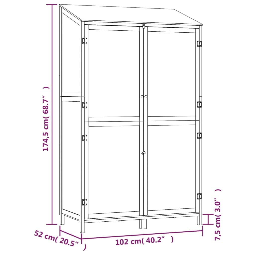 Outdoor Garden Shed, Wooden Storage Cabinet with Shelves for Backyard, Patio, and Garage Tools, 40.2 x 20.5 x 68.7 Inches