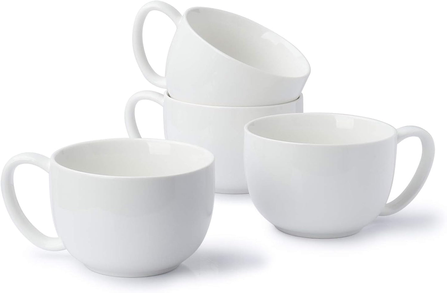 22oz Set 4, Sweese Porcelain Large Coffee Mugs of Large Soup Mug with Handles Perfect for Coffee, Tea, Hot Chocolate