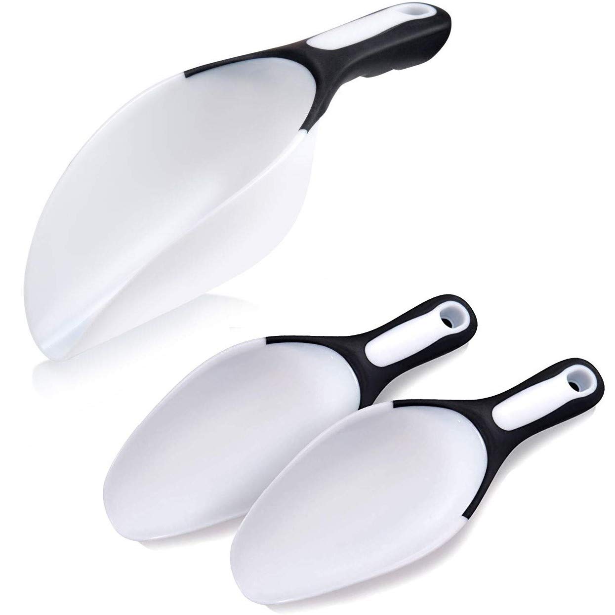 Rockland Guard 1-Cup Multipurpose Scoops (3-Pack) – Flexible Funnel Tip for Spill-Free Pours – Heavy-Duty Ice Scoop for Freezer & Ice Machine – Dog Food Scoop & Flour Scoop for Canisters