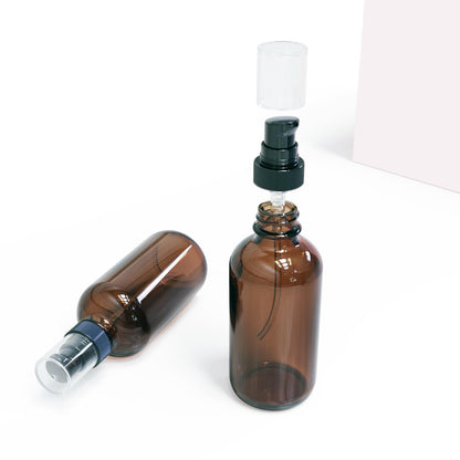 12Pack 120ml Amber Glass Pump Bottle with Pump Dispenser,4oz Small Dispenser, Travel Size Refillable Botttles for Lotions,Sercums,Essential Oils