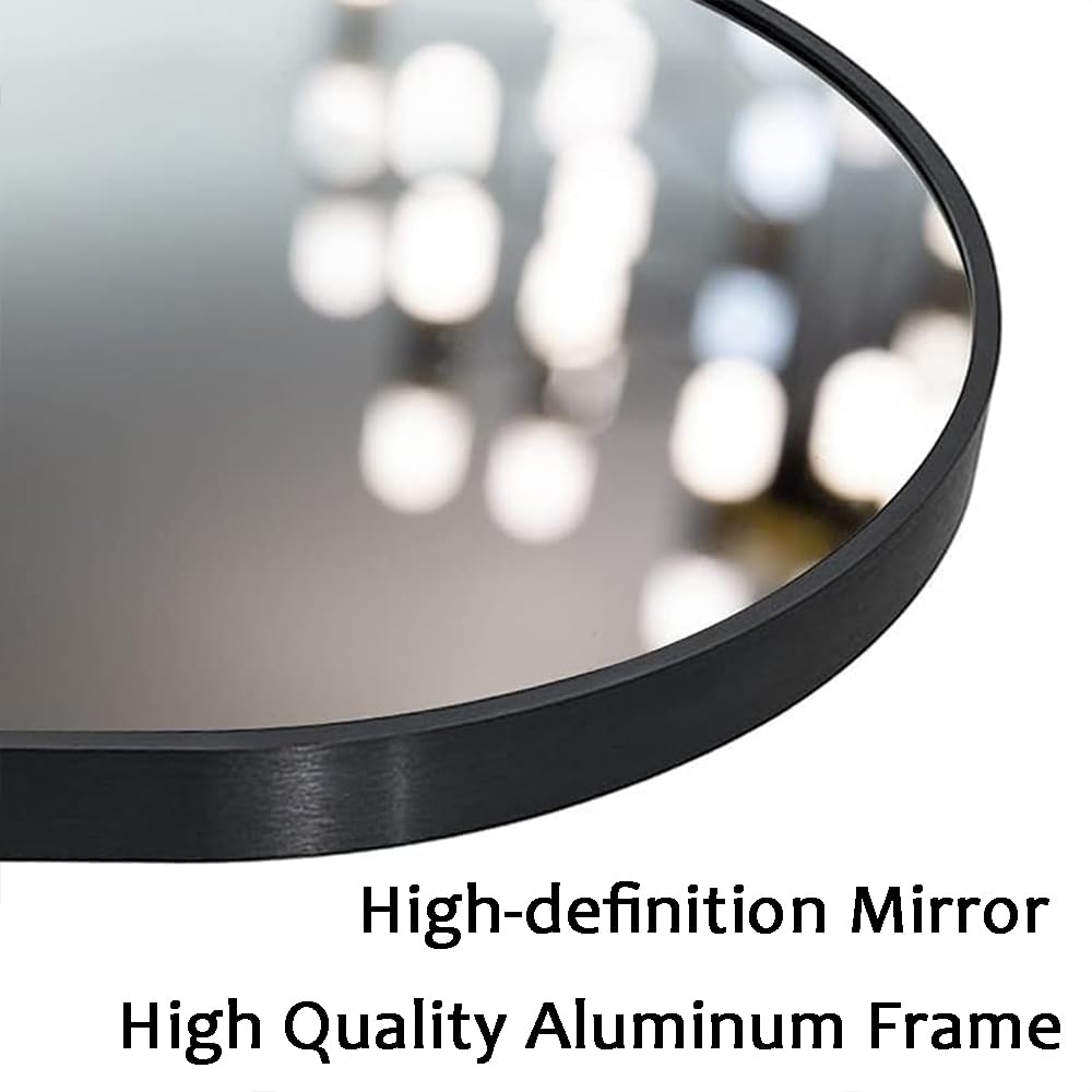 OGCAU Floor Full Length Mirror, 81"x41" Arched-Top Hanging, Leaning or Standing Mirror, Full Body Wall Mounted with Aluminum Frame for Living Room, Bedroom (Black)