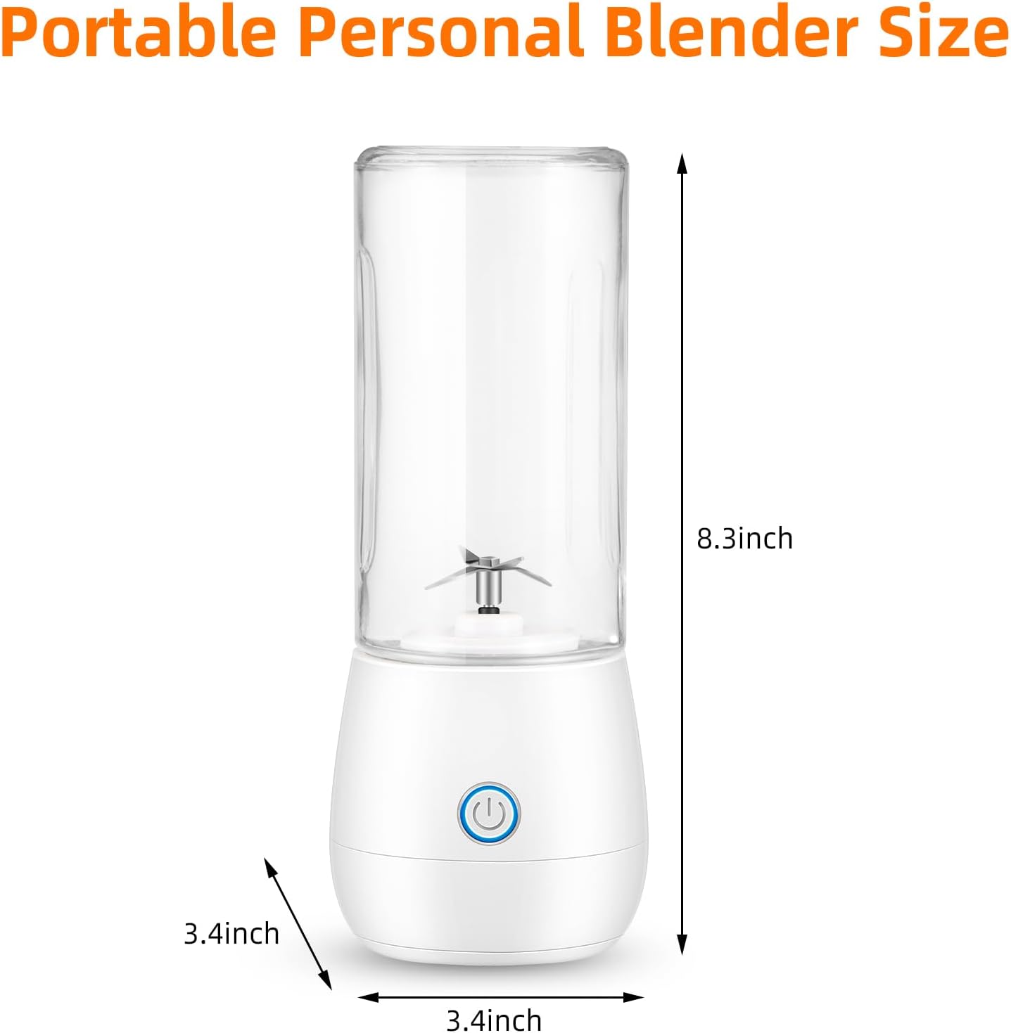 Portable Mini Blender, Personal Blender for Shakes and Smoothies, USB Rechargeable 15 OZ Mini Fruit Juice Mixer