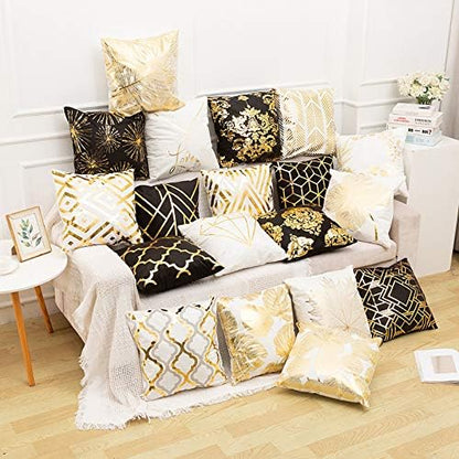 TAOSON Pack 4,Gold 18 18 Inch S01414 of Geometric Home Decorative Throw Pillow Covers Gold Foil Pillow Covers Square
