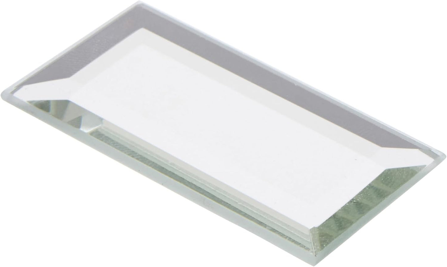 Plymor 1" x 2" Rectangle Beveled Glass Mirror, 3mm Thick, Pack of 12