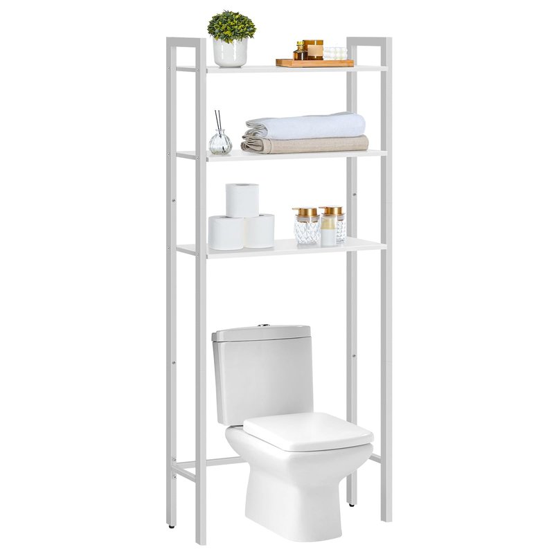 HOOBRO Over The Toilet Storage, 3-Tier Bathroom Organizer Shelf Over Toilet, Freestanding Bathroom Storage Shelves, Space Saver, Easy to Assemble for Room, White WT41TS01