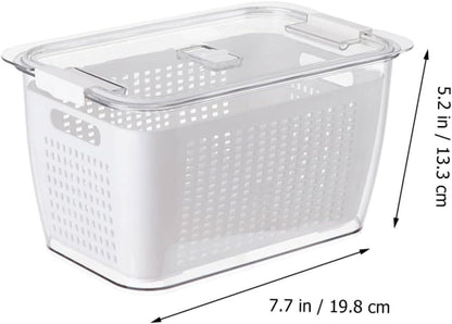 1pc Double Storage Basket, Plastic Drawer Organizer Box, Clear Over The Sink Colander Strainer Basket for Refrigerator