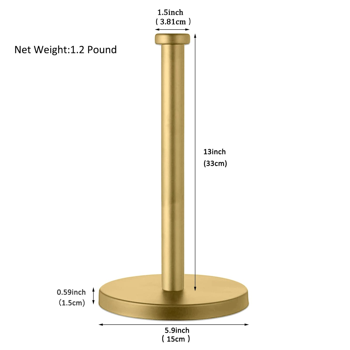 GWGTHZ Stainless Steel Gold Paper Towel Holder Countertop for Kitchen Bathroom, Standing Paper Towel Holder with Weighted Base.